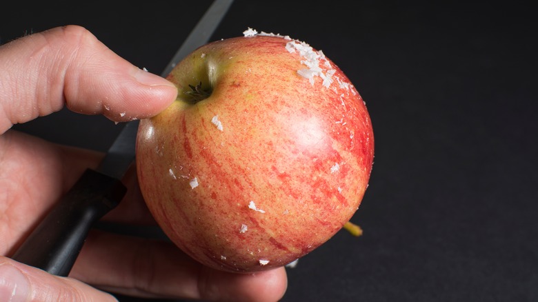 Exposing the wax on an apple