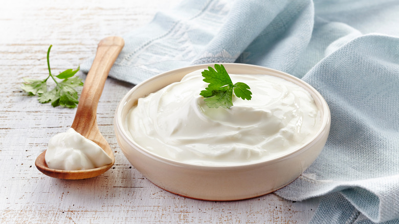 Sour cream in bowl