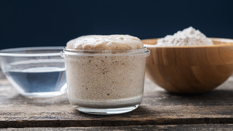 sourdough starter in a jar