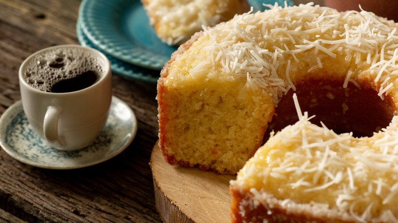 coconut cake with coffee