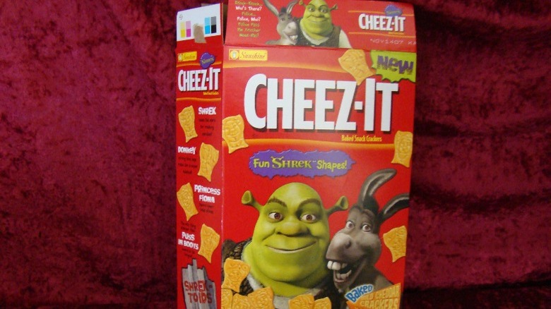 Shrek Cheez-it box on red background