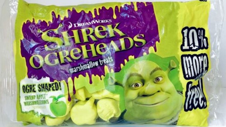 Green Shrek Ogrehead marshmallows bag