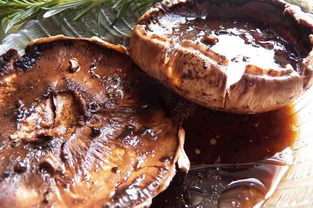 Broiled Portobello Mushrooms with Warm Bacon Balsamic Vinaigrette