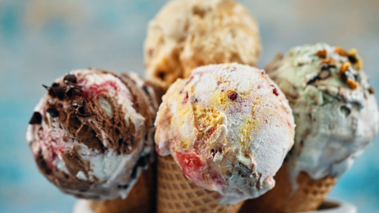 Four ice cream cones