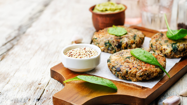 Baked vegetable fritters garnished with fresh herbs