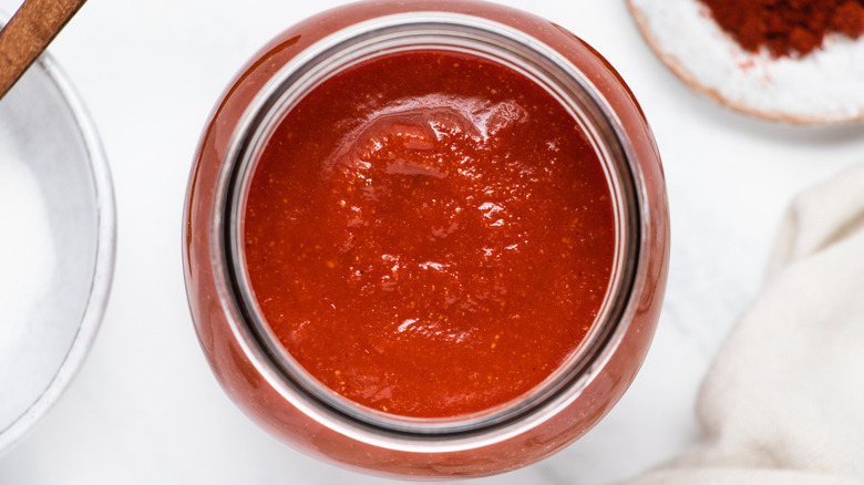 homemade taco sauce in jar 