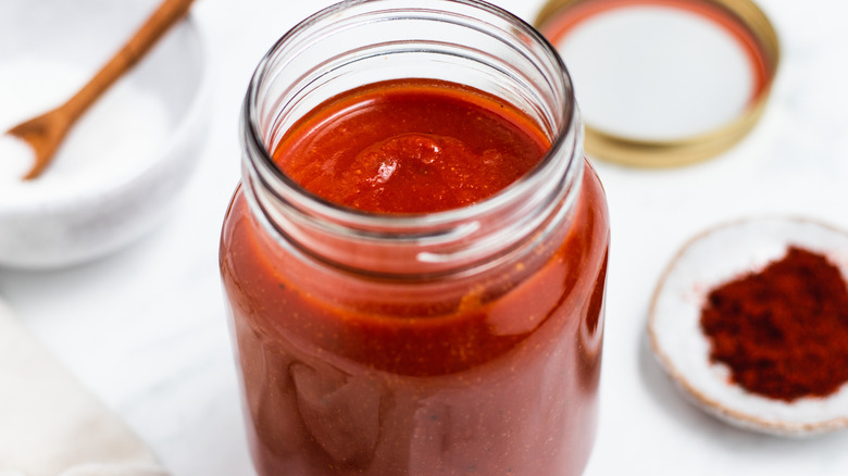 homemade taco sauce in jar 