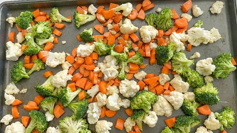 veggies on a large baking sheet