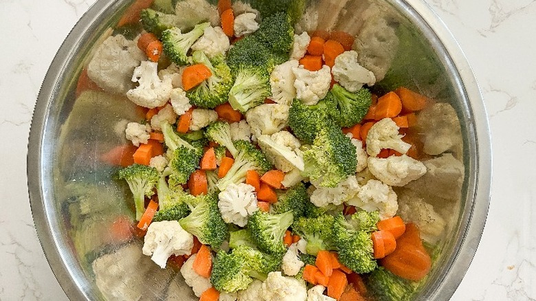 large bowl filled with chopped veggies