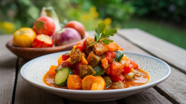 Ratatouille served on a plate.