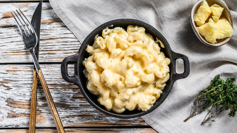 A bowl of mac and cheese