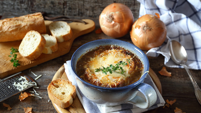 Bowl of French onion soup