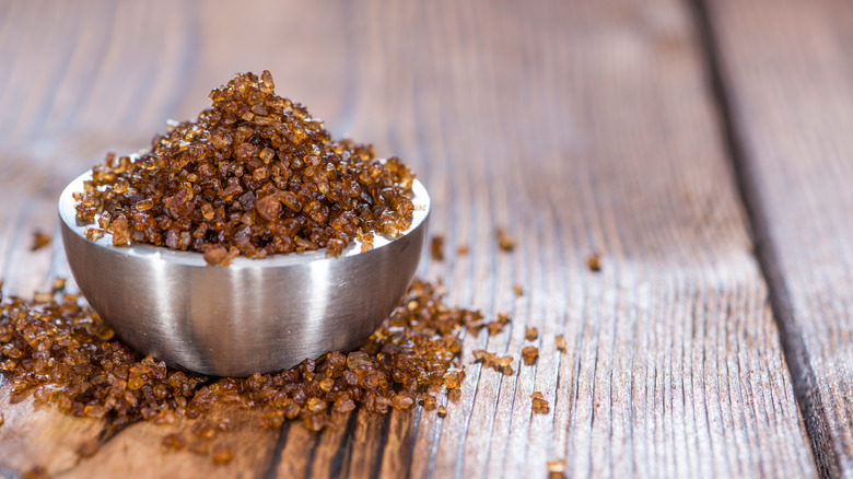 A bowl of smoked salt