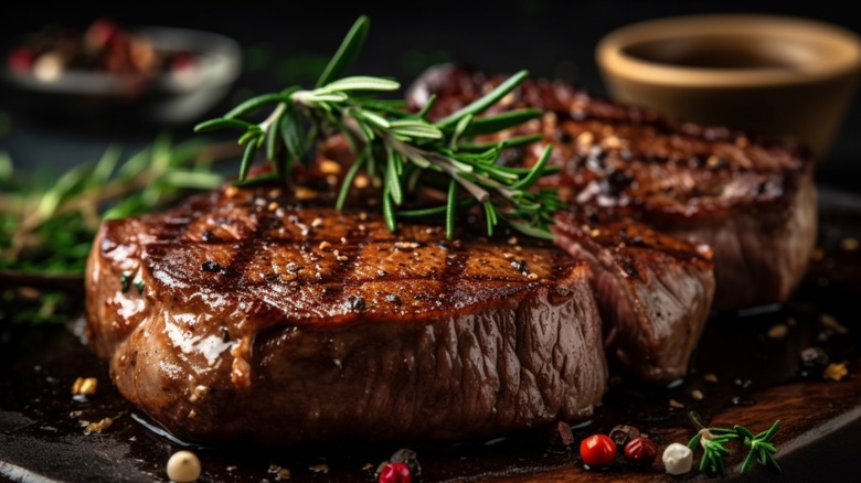 Steaks with garnish