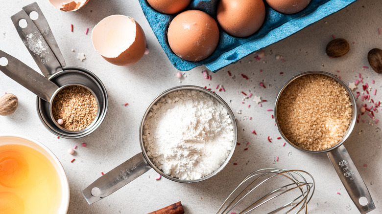 Ingredients for making a cake