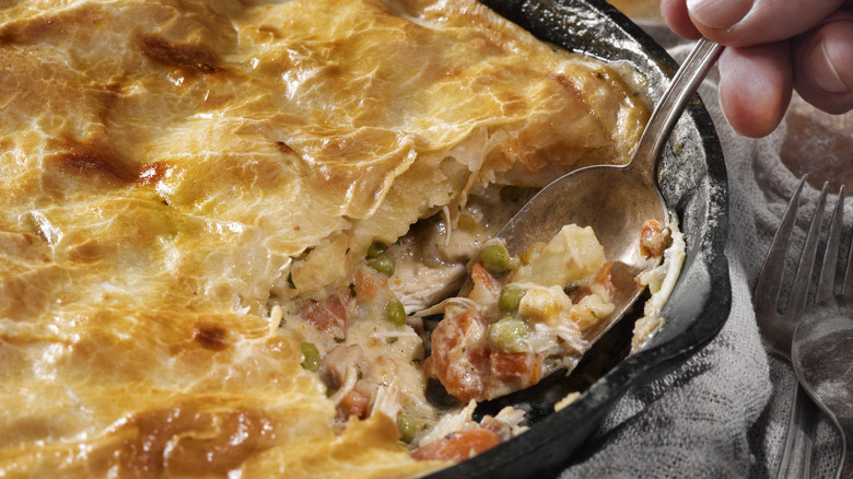 A spoonful of chicken pot pie