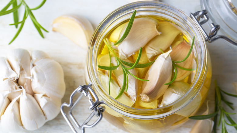 garlic cloves in oil