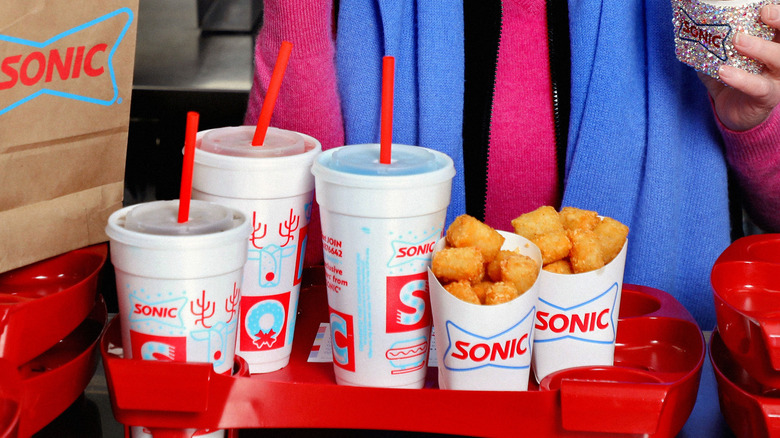 Sonic drinks and tater tots