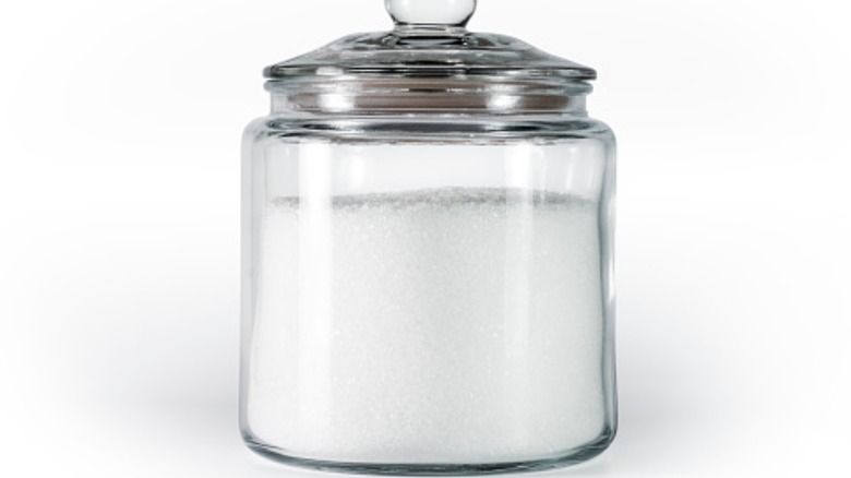 Jar of plain white sugar