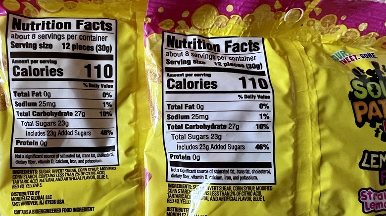 nutrition facts for Sour Patch Kids Lemonade Fest