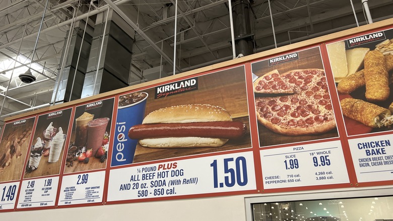 Signs at a Costco food court