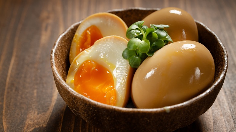 Soft-boiled soy eggs