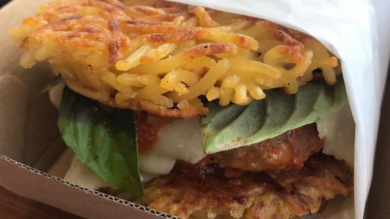 spaghetti burger in a box