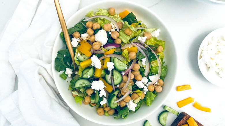 spiced chickpea salad in bowl