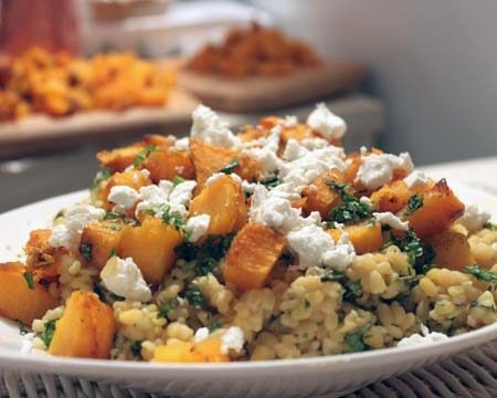 Spiced Pumpkin with Goat Cheese and Lentils