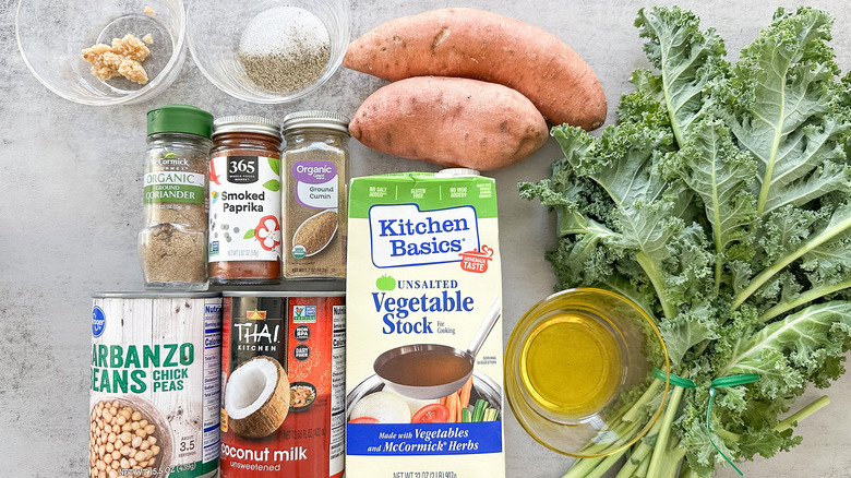 spiced sweet potato and kale stew ingredients