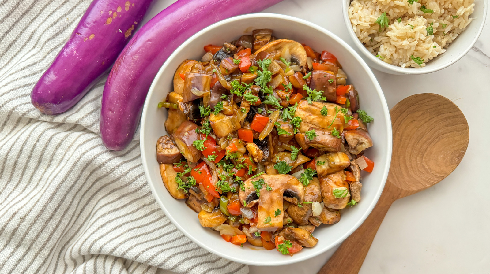 Spicy Chinese Eggplant And Mushroom Stir-Fry Recipe