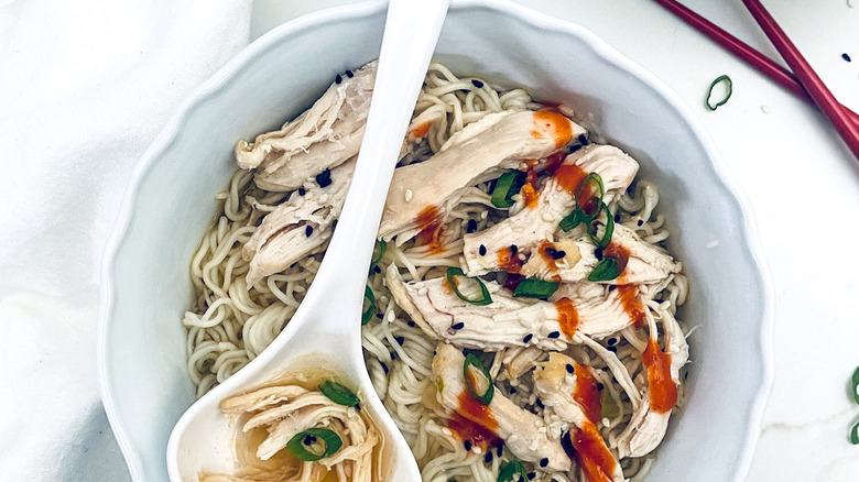 chicken noodle soup in bowl