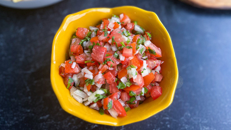 pico de gallo in serving bowl