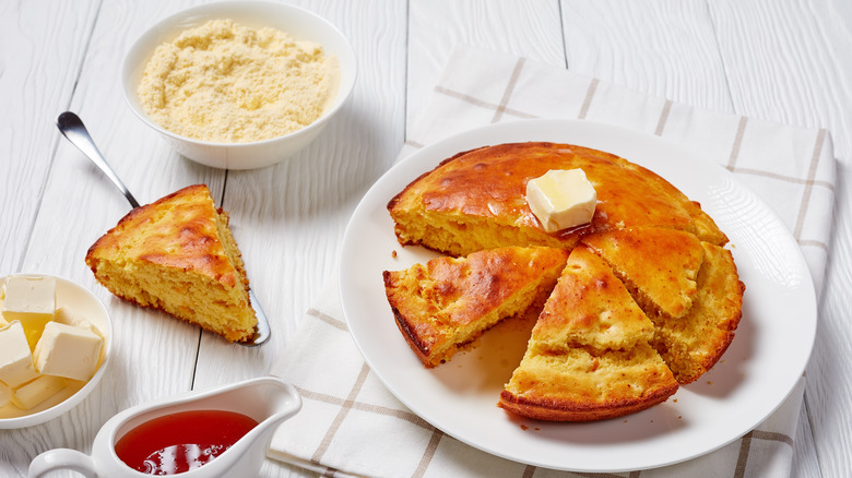 cornbread with syrup and butter