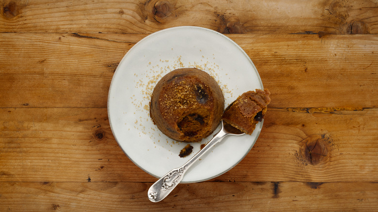 Spotted dick on a plate