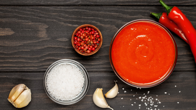 Bowl of homemade sriracha