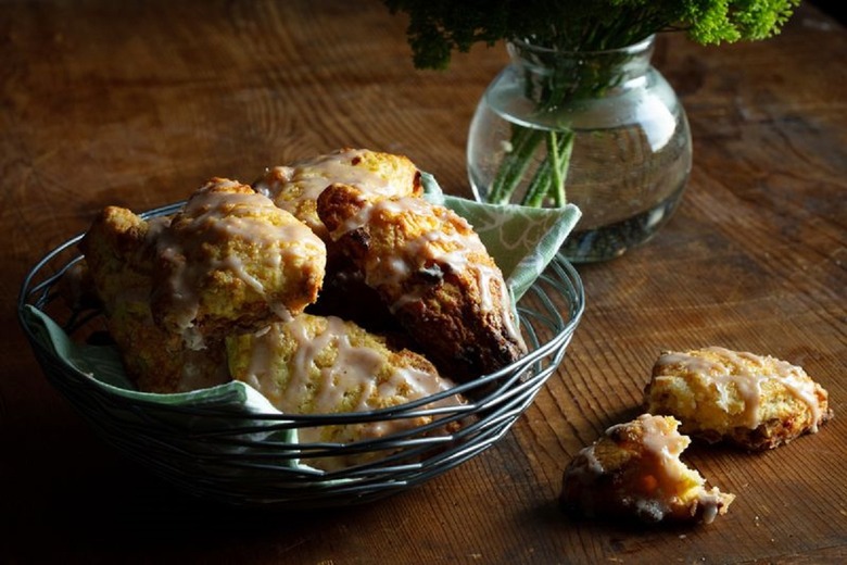 Apple Cheddar Scones With Hard Cider and Whiskey Glaze