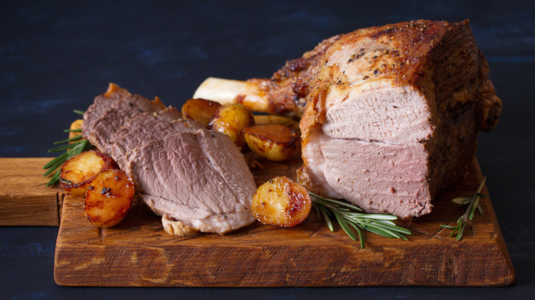 lamb on carving board