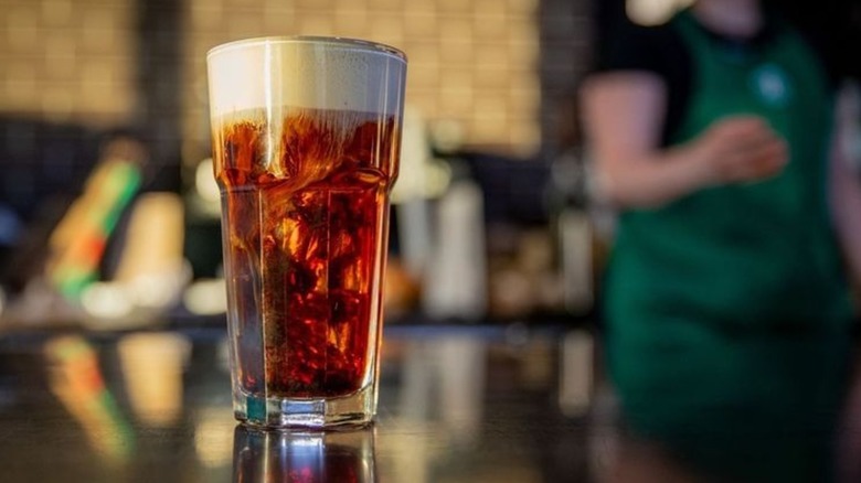 A Starbucks pistachio cream cold brew on counter