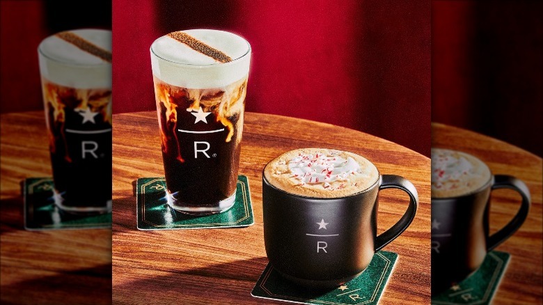 two starbucks reserve holiday drinks