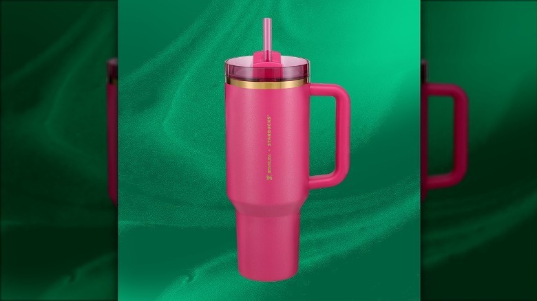 Starbucks Stanley collab, pink and gold