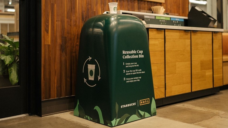 Starbucks reusable cup return collection bin