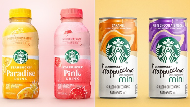 Starbucks Paradise Drink, Pink Drink, and mini frappuccinos