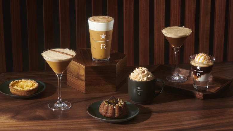 Starbucks Reserve drinks and snacks