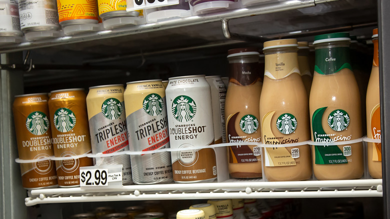 Starbucks products in a cooler