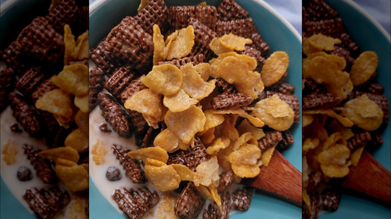 Close up of bowl of mixed cereal 