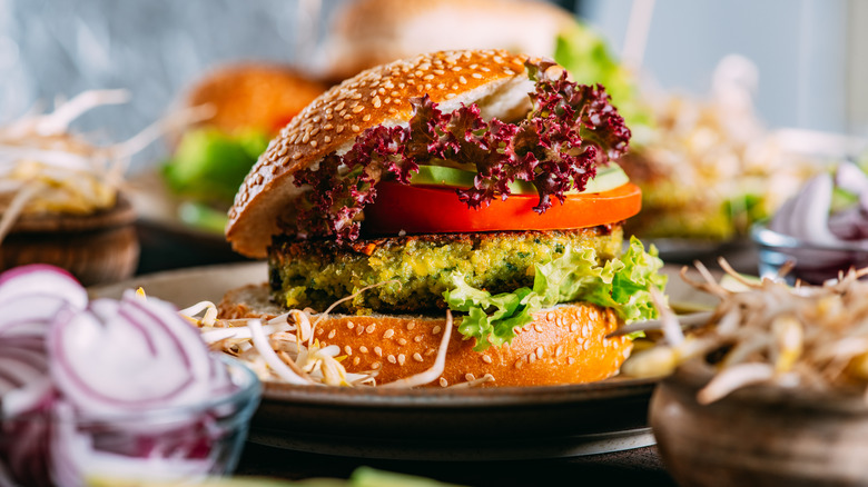 vegan burger with lettuce