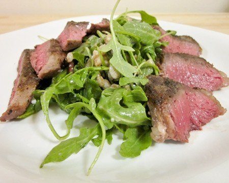 Steak, Farro, and Arugula Salad with Meyer Lemon