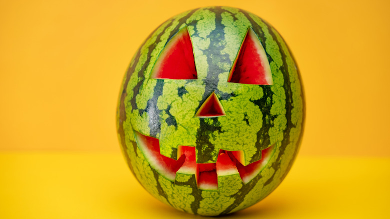 a carved watermelon