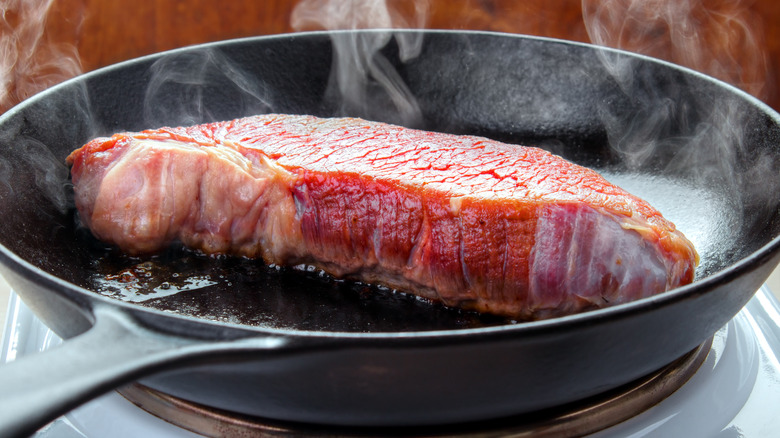 Searing beef brisket 